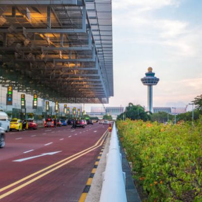 Rights Managed
Departure drive way for taxi and motor vehicle at Changi Terminal 3 airport